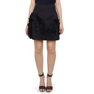 Ted Baker Mini Skirt Sz 1 US Small  Navy Pleated Ruffle Suzannah Party Wedding